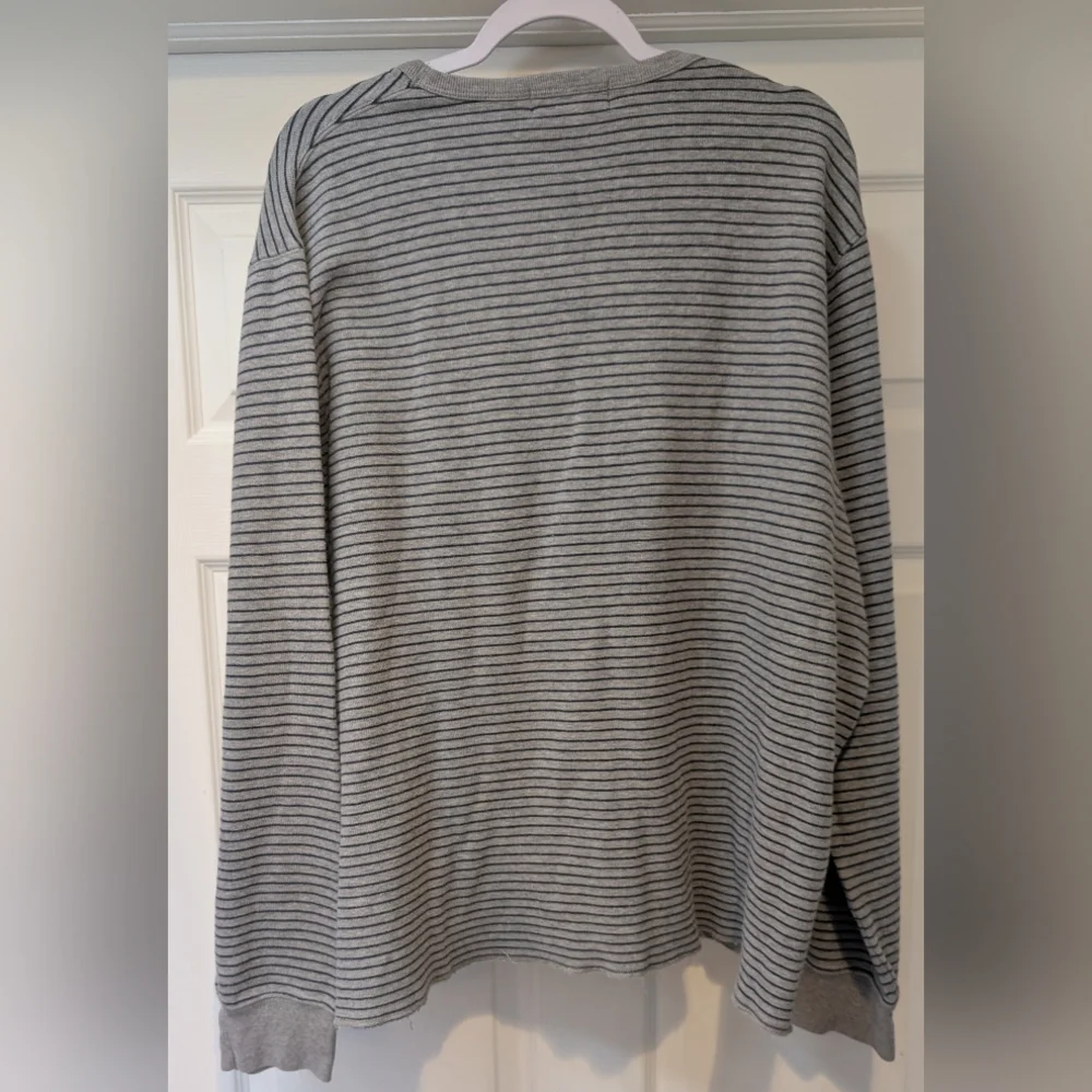 Polo Ralph Lauren Men's Gray Navy Striped Long Sleeve Shirt 100% Cotton Size XXL - Picture 2 of 13